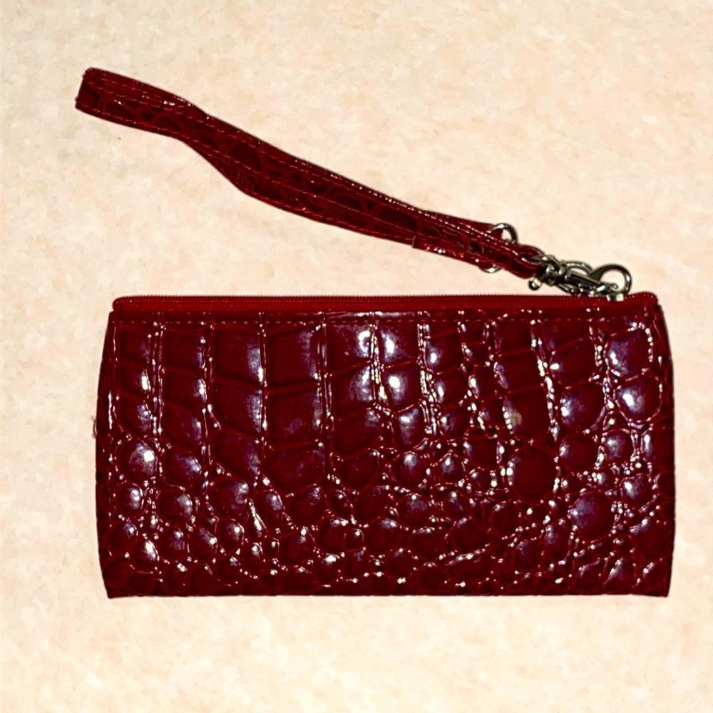 Red Snakeskin Mini Rectangular Clutch/Wristlet - image 1